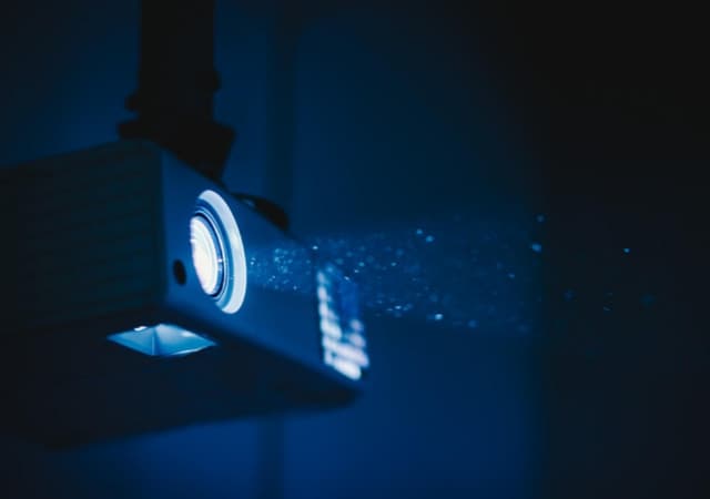 Projector mounted in ceiling