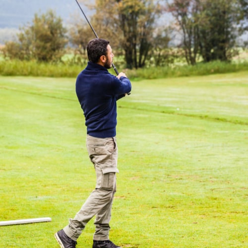 golf swing at less than full speed