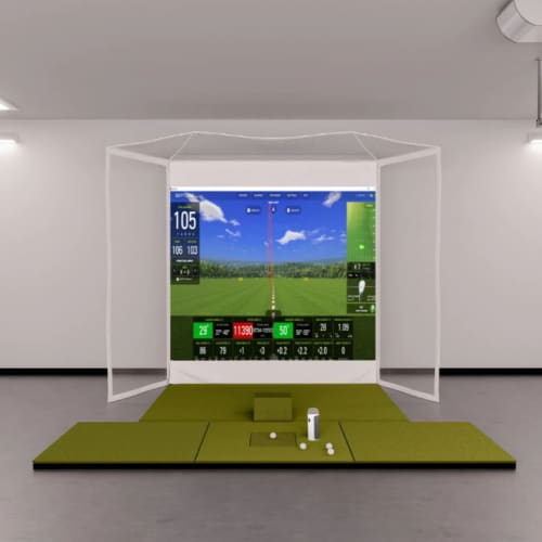 skytrak plus flex space golf simulator package