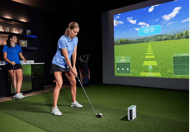 skytrak+ retractable screen golf simulator package