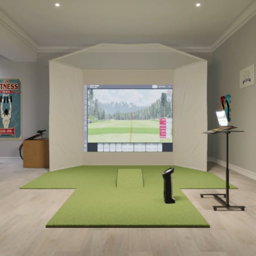 uneekor eye mini retractable golf simulator package