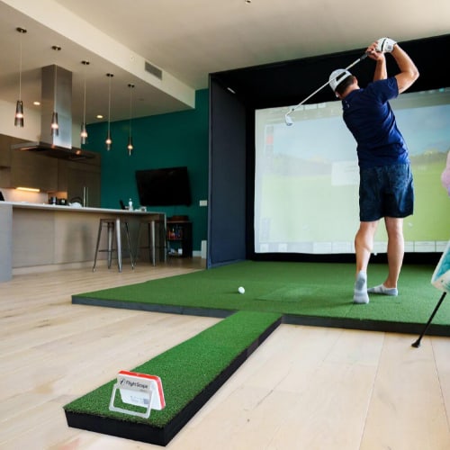 golf sim and launch monitor setup