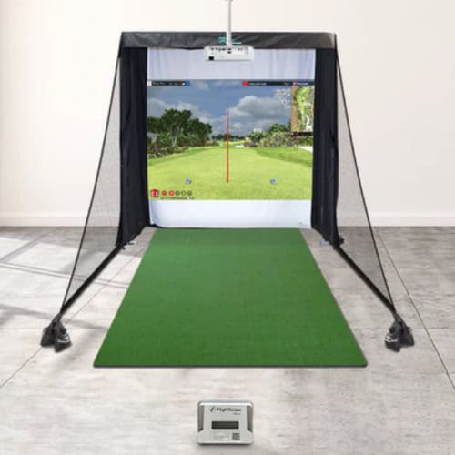 flightscope mevo+ premium golf simulator package